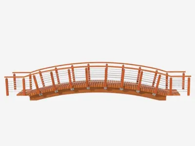 Small Wooden Pedestrian Bridge Low-poly 3D model