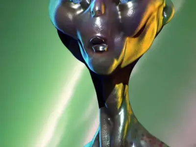 Extraterrestrial alien with face and eyes 3D model