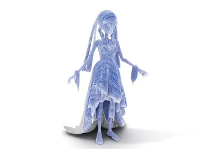 Skeletal Bride Character Model  Rigged and Animated Low-poly 3D model