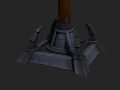 Stylized Lamp post with 5 lights Low-poly 3D model