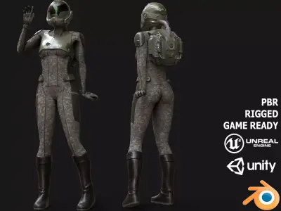 FX01 Female Space Suit Green LITE VERSION Low-poly 3D model