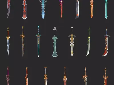 Fantasy 3D Sword Collection Low-poly 3D model
