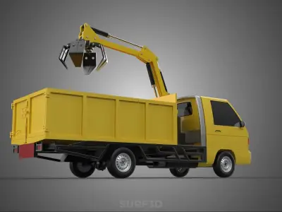 TRUCK HYDRAULIC CRANE GRAPPLE ARM SKIP BIN WASTE RECYCLE PICK UP 3D model