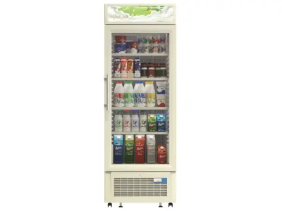 Freezer cabinet with dairy products Low-poly 3D model