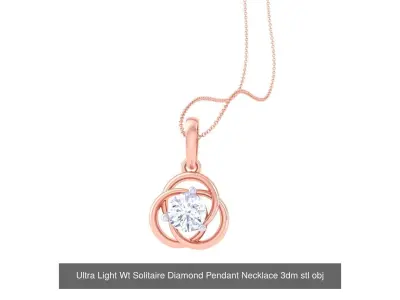 35 Ultra Light Wt Solitaire Diamond Pendant Necklace 3dm stl  3D Model Pack