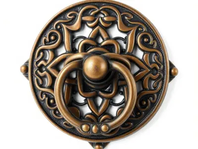 Ornate Brass Door Knocker Model Pack Low-poly 3D model