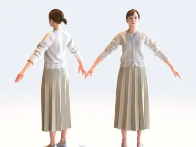  A Pose Asian Business Woman Collection - 5 Models x 5 color variations 