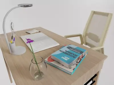 Modern Office Desk And Chair Set Low-poly 3D model