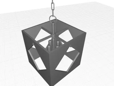 Rooker Light Lantern Square Pendant - Light Part Included 3D model