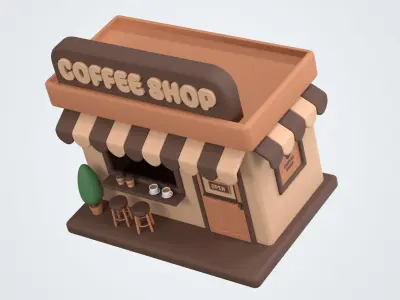 Coffee Shop Building 3D Icon 3D model