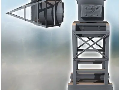 Port industrial crane for rail loading with control cabin at the 3D print model