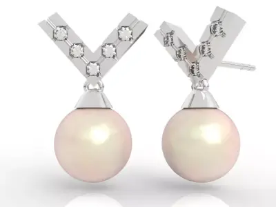 Stunning Chevron Pearl Drop Earrings 3D print model