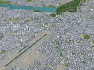Ouagadougou Burkina Faso 30km AI Low-poly 3D model