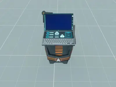Sci Fi Computer Set with separated materials Low-poly 3D model
