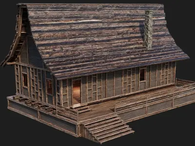 Old Medieval House Building 4K Textures GameReady 107 Low-poly 3D model