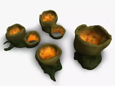 Alien Tubes - Green Low-poly 3D model