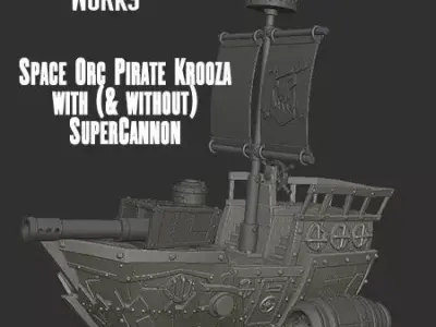 Space Orc Pirate Battle Krooza 3D print  for tabletop wargames 3D print model