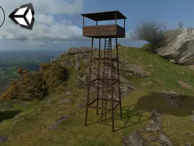 Wooden observation tower low poly Low-poly 3D model