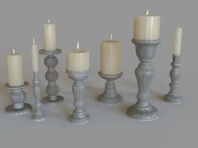 vintage candle colletion 3D model