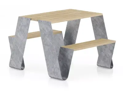 Metal Table-Bench 3D model