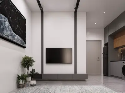 Modern Studio Apartment  Fully Equipped Interior 3D Scene 3D model