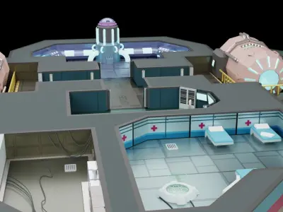 Among Us Map with all Textures and Props Low-poly 3D model