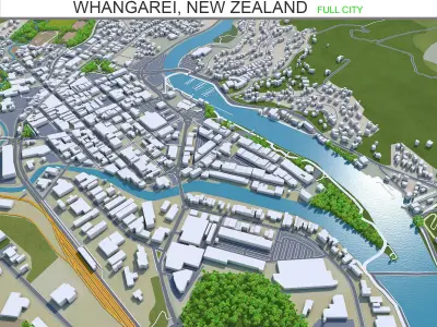 Whangarei New Zealand 30km Low-poly 3D model
