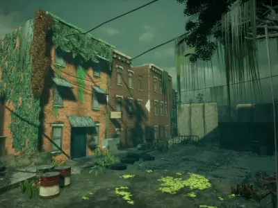 Abandoned City Unreal Low-poly 3D model