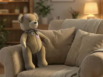  Plush Teddy Bear with Fabric Patches Brown 