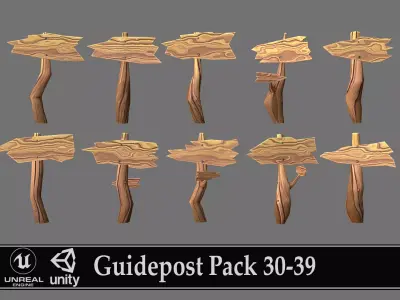 Guidepost Pack 30-39 Low-poly 3D model