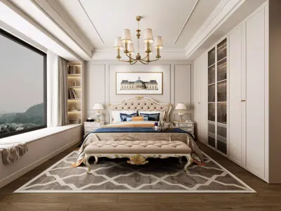 American-style bedroom 3D model 3D model