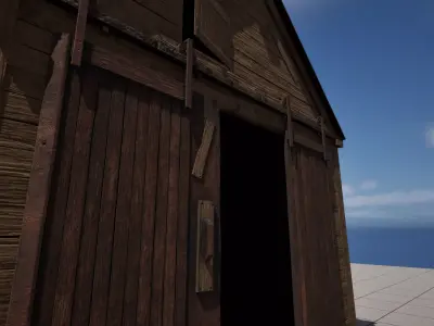 Wooden shack Low-poly 3D model