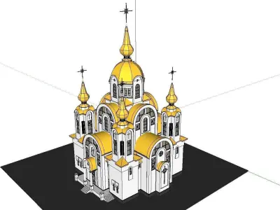 Architecture-Religion-God-Culture-Temple-0103 church with gol... 3D model