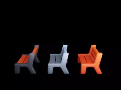 Stylized Low Poly Bench Game Ready  Low-poly 3D model