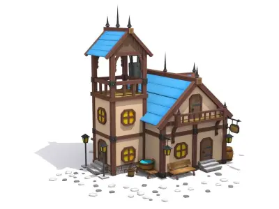 cartoon house Low-poly 3D model 15