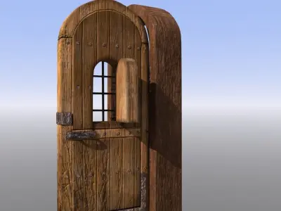 Dungeon Door castle or protected entryway Low-poly 3D model