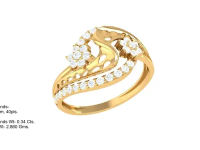 Women Ring  Render 3dm STL OBJ FBX Details 3D print model 22