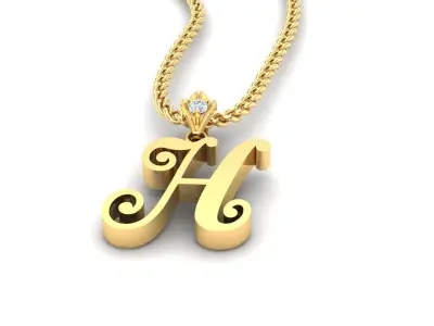 Alphabet V3 Light Gold  Font Pendant H 3D print model