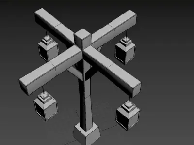Old Street Lamp 4 Low-poly 3D model