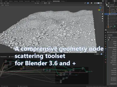Blender Geometry Nodes Scatter Rocks Low-poly 3D model