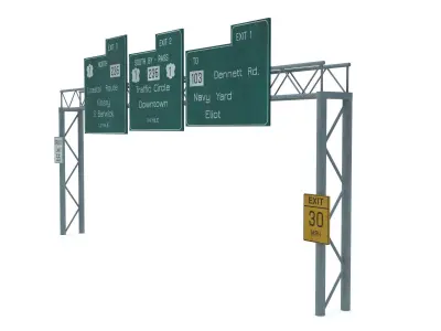 Highway Sign 07 Low-poly 3D model