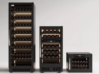 Modern Wine Cooler Collection with LED Lighting 3D model