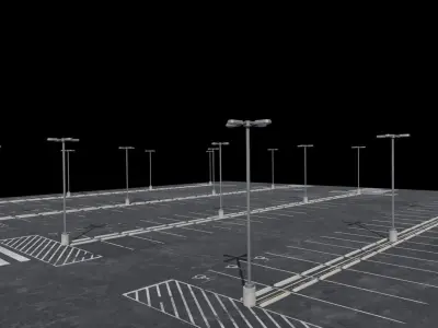 Parking Lot Scene with 4K and 8K textures Low-poly 3D model