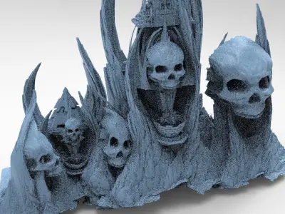 Scull Skeletor Sci fi architecture 5 models 3D model