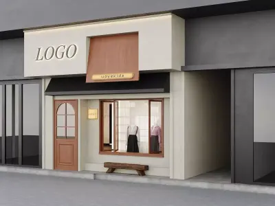 Minimalist Contemporary Boutique Storefront 3D model