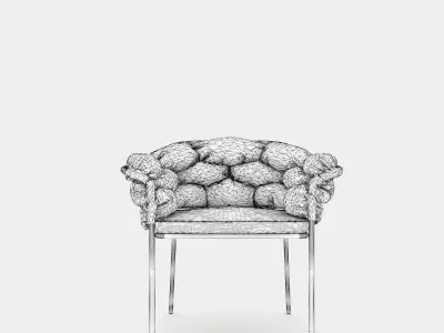 Armchair with upholstery for indoor and outdoor 3D model