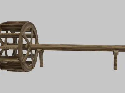 Water wheel Wooden oldstyle Free 3D model