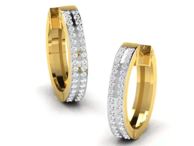 Gold Diamond Women Earring 3D print Model 3D print model 113