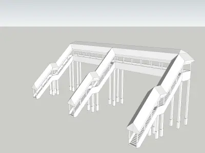 Overhead Covered 3 Entrances Footbridge by Outland Models Low-poly 3D model