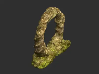 Stone Portal 1 - Moss Low-poly 3D model